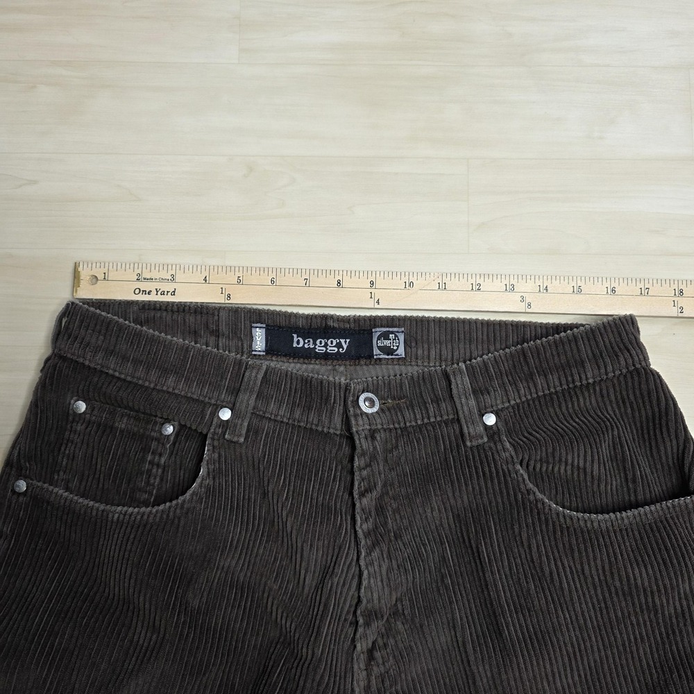 Vintage Levi's SilverTab‎ Baggy Brown Corduroy Wide Leg Pants Mens 34x32 90s - Picture 5 of 9